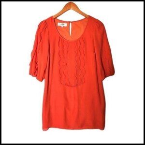 TIBI Silk Dress Mini Shift Dress Cocktail & Party Dress Size‎ 2 Orange Ruffles